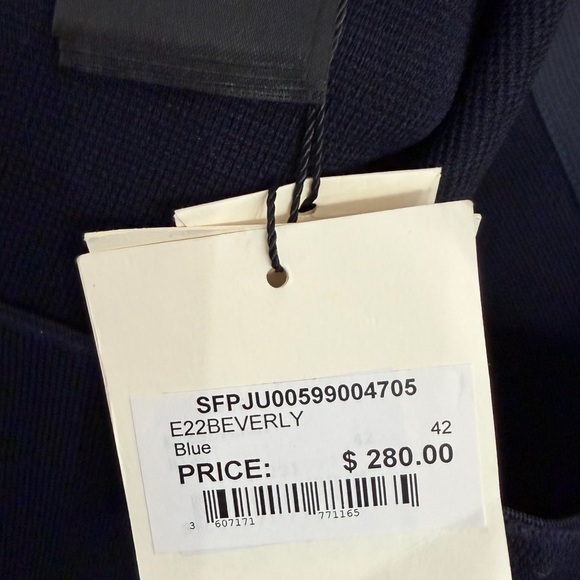 Sandro Navy A-Line Skirt with White Accents and Beaded Trim - Picture 5 of 6